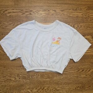 Arizona Body‎ Sleepwear Sz S "Endless Summer" Tropical Palm Trees Cropped White